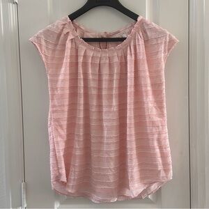 Lauren Conrad Pink Textured Short Sleeve Blouse With Back Tie Closure Size L